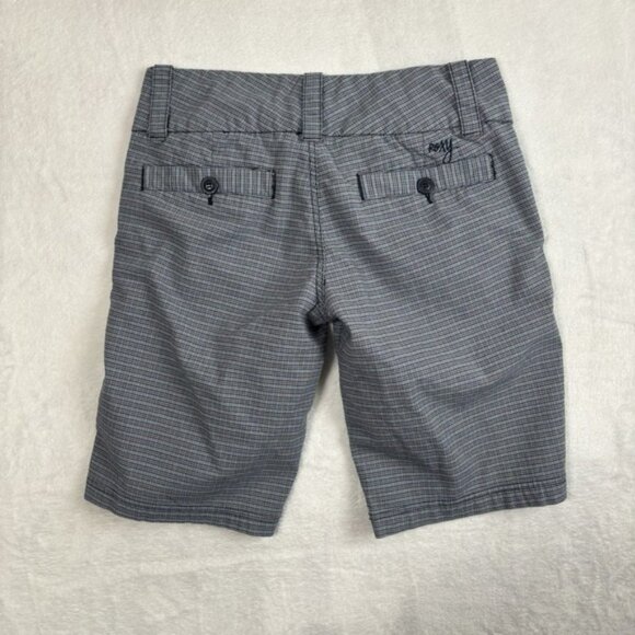 Y2K Roxy Plaid Chino Goth Skate Blue Shorts Capris Women's Size 5 - Picture 7 of 10